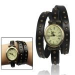 Elegante relógio de quartzo pulseira de couro preto