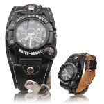 Legal Unisex relógio de pulso de quartzo com Bússola & Skull